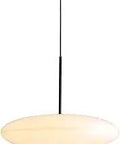 Nordic White Acrylic Pendant Light 19.7 Inches, Five Light Ceiling Chandelier with sleek black accents, side view