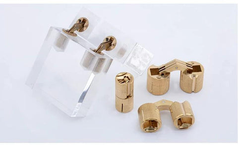 Durable Brass Concealed Barrel Hinges For Hidden Cabinets And Jewelry Boxes 8mm Diameter 180 Degree Opening Cylindrical Hidden Cabinet Hinges DIY Furniture Hardware Pack Of 8