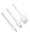 White Steel Leather Crafting Tool Set Featuring a 2.7mm Prong Stitching Chisel and 2510 Punch Lacing Irons for Leatherwork