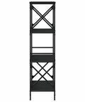 Front view of Dope 4 Tier Industrial Bookcase Black With Engineered Wood And Metal Frame For Living Room And Office 23.2x13.8x52"