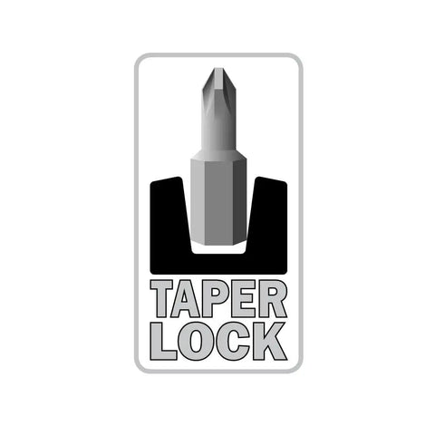 Bit Boss 1/4 Inch Hex Tool Bit Organizer feature showing Taper Lock design for secure fit and easy access.