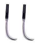 Pair of 13 Inch Scythe Mowing Knife With Sharp Rustproof Steel Blade For Gardening Weeding And Lawn Care With A Top Notch Grip