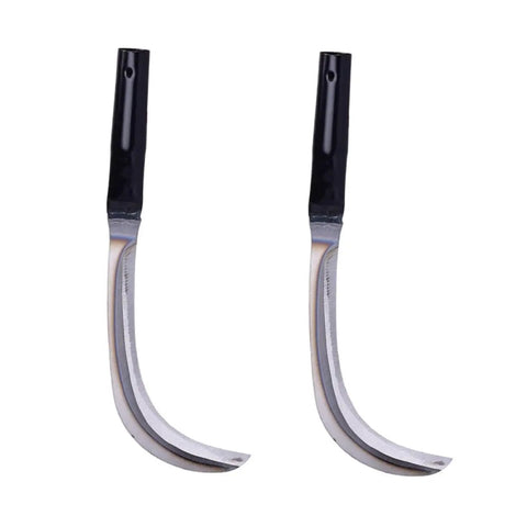 Pair of 13 Inch Scythe Mowing Knife With Sharp Rustproof Steel Blade For Gardening Weeding And Lawn Care With A Top Notch Grip