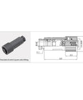 High Performance 7 Pin Female Hydraulic Valve Connector Plug For Proportional Control Valves Featuring Ip67 Rugged Plastic Housing And Din En 175 201 804 Compliance, featuring all metal square valve fitting and detailed dimensions.