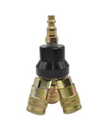 Aluminum Round Pneumatic Manifold Kit With Three 1/4 Inch Steel Industrial Couplers And One 1/4 Inch Steel Plug, Preassembled