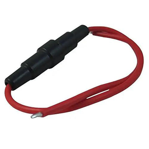 Inline Fuse Holder With 16 AWG Wire, Screw Terminal, 13A Rating, For 5x20mm Glass Fuses, Fits 5x21mm Tubes, Pack Of 10