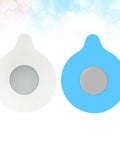 2pcs Silicone Bathtub Drain Stopper Flat Cover Seal and Removal Tab in white and blue with circular center.