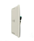 Side view of 20 Amp 125 Volt Industrial Series Extra Heavy Duty 4-In-1 Receptacle With Grounding, nylon face, white outlet.