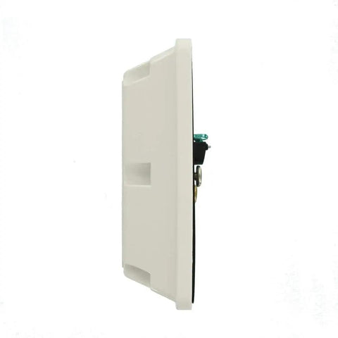 Side view of 20 Amp 125 Volt Industrial Series Extra Heavy Duty 4-In-1 Receptacle With Grounding, nylon face, white outlet.