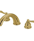 NuWave French Roman Tub Faucet In Polished Brass With Solid Brass Build 7 GPM Flow At 80 PSI 1/4 Turn Washerless Cartridge Close-up