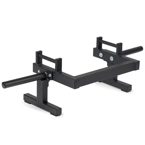 Heavy Duty Farmer's Walk Strongman Carry Rack With Elevated Neutral Handles, 600 Lb Capacity, 28mm Solid Steel Bars viewed from side angle.