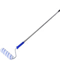 Heavy Duty Paint Roller Kit With Extension Pole Reaches High Ceilings Effortlessly No Ladder Required Smooth chrome extension pole with blue grip.