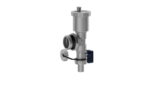 Close-up of auto air drain part from Six Loop Stainment Steel Manifold For Radiant Heat With Flow Meters And One Half Inch Compression Fittings