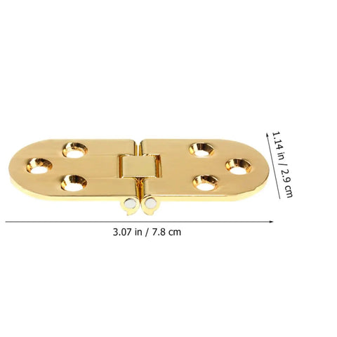 180 Degree Folding Table Hinges Set 4Pcs Zinc Alloy With Smooth Close And Flush Fit, gold hinge, dimensions shown