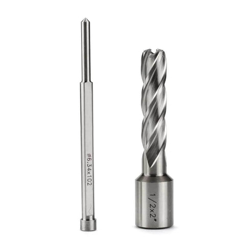 Oscarbide 1/2in x 2in HSS annular cutter with 1/2in cutting dia, 2in depth, 3/4in Weldon shank, pilot pin magnetic drill