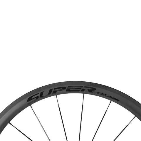 Top view of Kickass Tubeless Ready Carbon Fiber Wheelset For 700c Road Bikes Toray T700 Build UCI Approved EN Tested