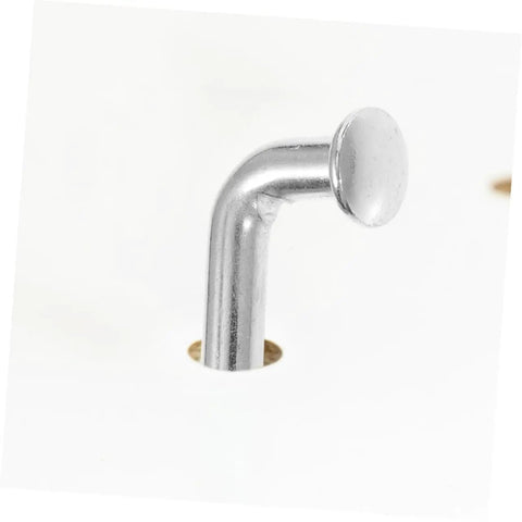 50 Piece Heavy Duty Pallet Rack Safety Pins J Clip Drop Pin Locking Clip, silver steel pin in position for secure shelving.