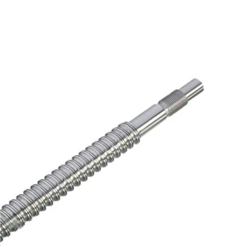 Cool C7 Single Ball Screw Nuts For Industrial Jobs 1610 Flange Stainless steel precision machine part with spiraled design.