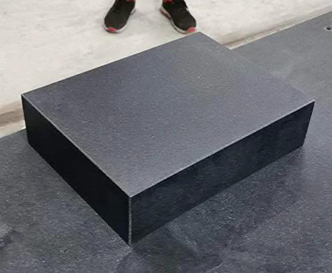 Granite surface plate, 12x9x3 in, no ledge, front view.