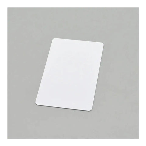 230 Piece Slick White Blank Inkjet Printable Cards Waterproof Plastic Id Business Tags No Chip Stress Free Daily Printing Smooth Surface Finish on gray background.