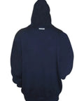 Back view of Arc Ready Unisex Athletic Sweatshirt in Navy Medium US, Fire Resistant FR Cotton, NFPA 2112 Certified, hooded design.