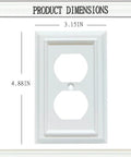 White bamboo fiber wall plate dimensions: 3.15 x 4.88 inches, part of 4 Pack Bamboo Fiber Wall Plates White 1 Gang Duplex Outlet Covers