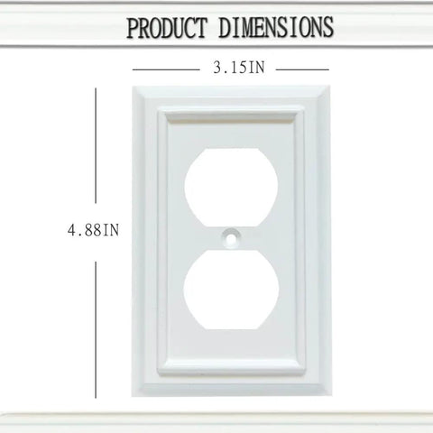 White bamboo fiber wall plate dimensions: 3.15 x 4.88 inches, part of 4 Pack Bamboo Fiber Wall Plates White 1 Gang Duplex Outlet Covers