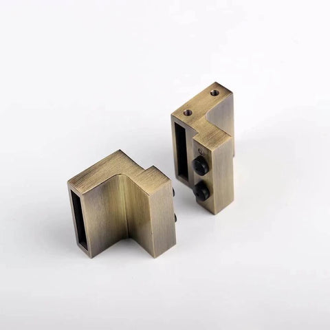 Brass Sliding Barn Door Hardware Kit In Brushed Gold Finish heavy duty brackets for 200 lb capacity track system