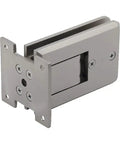 Rock Solid Brushed Nickel Self Centering Glass Door Hinge Featuring Quick Toggle Adjustment and Reliable Hold Open Lock for tempered glass