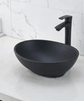 Oval Black Vessel Sink With Faucet And Drain Combo 16 By 13 Ceramic Bathroom Sink Above Counter Vessel Oval Porcelain Lavatory Vanity