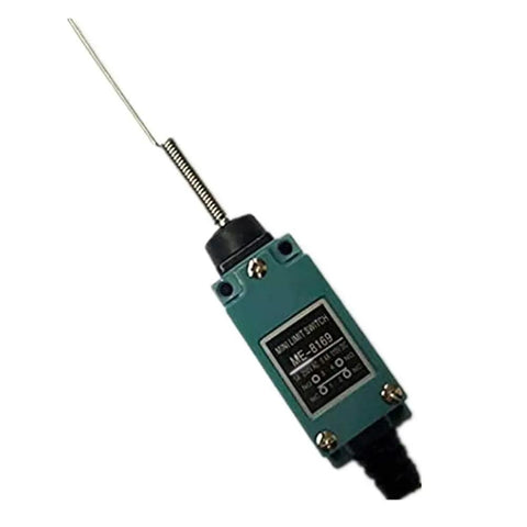 Silver Contact Limit Switch ME-8169 with cat whisker flexible coil spring, shown with durable casing and actuator detail.
