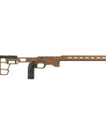 Premier Gen2 CZ457 Rifle Chassis System in FDE right-hand tactical stock, durable aluminum for precision hunting, range day.