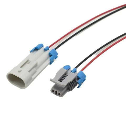 Automotive Connector Plug For Sensor Wiring Harness 12162343 12052644 High Grade Abs Construction with dual connectors and wires.