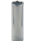 1/4 Inch Drive Deep Metric Socket 7mm, 6 Point Deep Socket for Automotive Repairs, shown vertically with rugged metal construction
