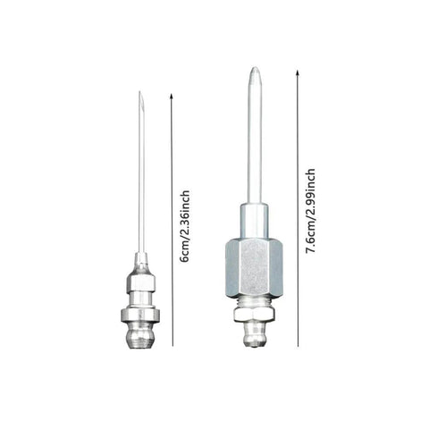 Metal grease gun needle tips from Grease Gun Needle Tip Kit Six Piece Set With Five Needle Nozzles And One Grease Needle Dispenser