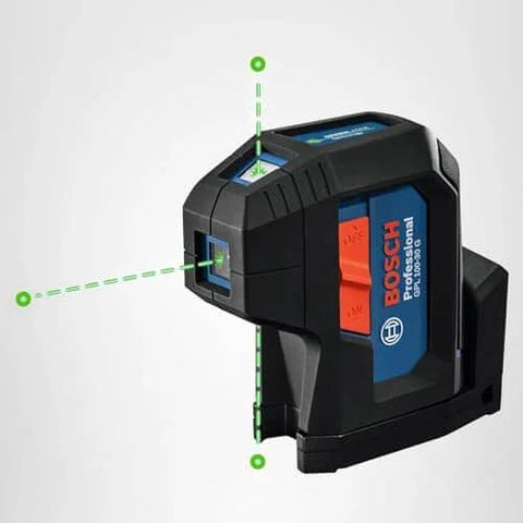 Side view of Green Beam Self Leveling Alignment Laser Pro Grade With Plumb And Level Point Projection Built In Multipurpose Mount Visimax Technology For Extended Battery Life Includes 2 AA Batteries And Hard Carrying Case