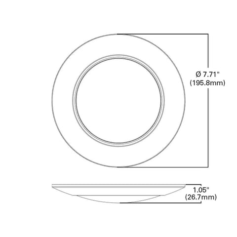Diagram of 6 Inch Recessed LED Disc Ceiling And Wall Light Surface Mount Warm White 3000K Slim Low Profile White Finish dimensions