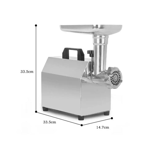 Electric Meat Grinder And Sausage Stuffer Mincer Built Tough Stainless Steel Kitchen Workhorse 110V 220V 240V dimensions shown
