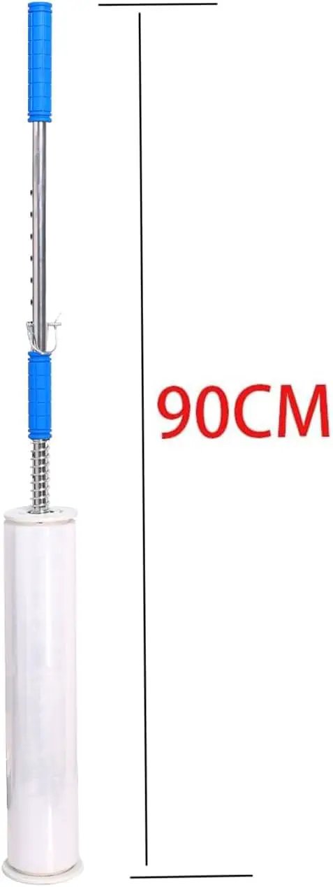 Heavy Duty Long Handle Pallet Stretch Wrap Dispenser For No Sweat Warehouse Hustle With Slick Spool Action And Easy Grip, 90cm tall.
