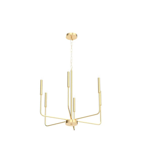 Dope Gold 6-Light Farmhouse Chandelier Ceiling Pendant Light For Dining Room Kitchen Island Living Room Foyer And Bedroom Modern Rustic Style With Brushed Gold Finish Premium Iron Frame Antioxidant And Non Fading Easy To Clean against white background