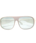 Badass Infrared Laser Protective Safety Glasses For 1900 To 3000Nm Beam Range With Thick OD4 Plus Clear Views For Thulium And Holmium Industrial Workshop Setup, white frame, clear lenses, front view.