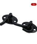 Hook and Eye Gate Latch Safety for Window Cabinet Door with Screws, 3 inch black metal latch for secure closure.