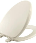 Alesio II Slow Close Toilet Seat With Easy Clean Hinges And Adjustable Front To Back Fit Made In USA Elongated Biscuit Wood Seat