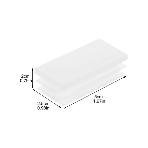 20 Pack White Plastic Square Tube Plugs For Chair And Table Legs End Caps with size dimensions, no slip grip, floor safe glides.