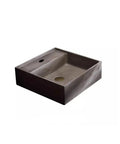 UMJIGF Vessel Sink Small Apartment Above Counter Basin Concrete Wash Basin Single Basin showing square shape and drain hole.