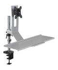 Heavy Duty Industrial Cabinet Computer Monitor Mount With Rock Solid Workhorse Build For Seamless Integration Into Your Professional Workstation Setup No Hassle Installation And Superior Stability Guaranteed, silver metal design with clamp.