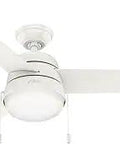 52 Inch Indoor Ceiling Fan With Led Light And Pull Chain In Fresh White For Bedroom Living Room Or Kitchen Quiet Operation Standard Mount 3 Blades Modern White Ceiling Fan