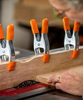 PONY 6-inch heavy-duty spring clamps set; nickel-plated steel, orange rubber handles and tips, 6-pack