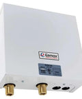 Pro Grade Heavy Duty 16 Point 6 Kilowatt 208 Volt Electric Tankless Water Heater With Zero Standby Loss And No Sweat Flow Switch For Fast Wall Mount Setup Today with brass fittings.