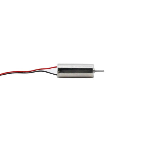 Coreless Micro DC Motors 10 Pack 6x14mm 3.7V 40000RPM High Speed Mini Motors For Blade Inductrix Tiny Whoop Drones And RC Quadcopters With Red Black Wire Leads Ready To Install - single motor side view